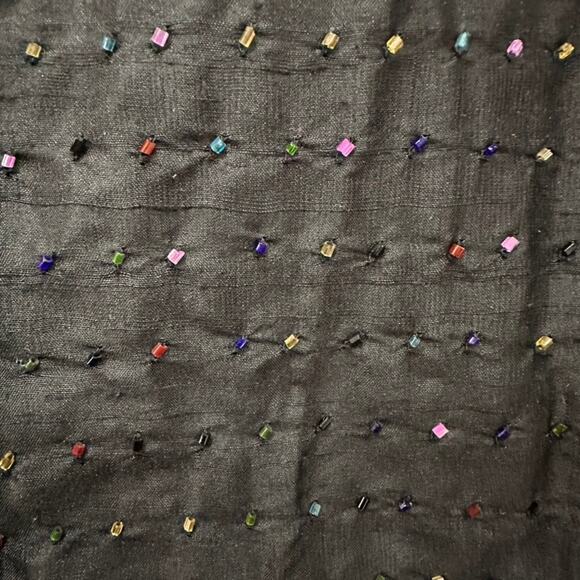 Chico's Design Size 3 (XL) 100% Silk Black Jacket Colorful Beads Lined ButtonUp - Picture 6 of 11